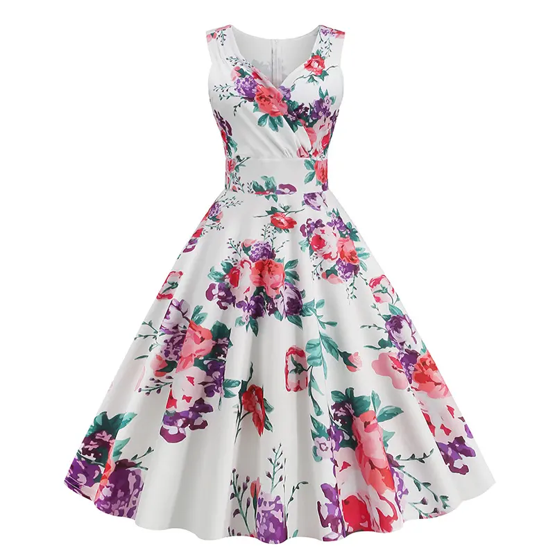 Women's Vintage 1950's Floral Spring Garden Rockabilly Swing Prom Party Cocktail Dress