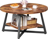 Table basse ronde moderne avec rangement, design en bois durable pour salon et bureau à domicile, idéale pour les petits espaces, montage facile