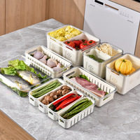 Transparante plastic snackbox met deksel, handvat en uitneembare compartimenten, koelkast opbergorganizer voor fruit en vlees