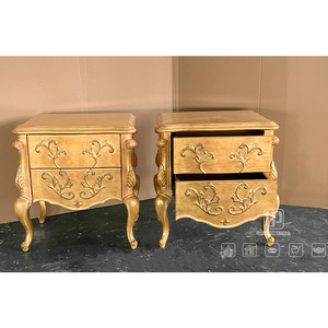 Table de chevet carrée en bois doré contemporaine de luxe avec tiroir, meuble de rangement pour chambre à coucher, modèle 01 - Product Image 2