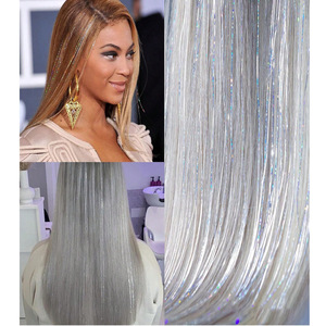 Extensions de cheveux lisses en fil doré gravé au laser, 50 cm, fibre synthétique Kanekalon, lot de 12, pour l'exportation européenne et américaine - Product Image 4