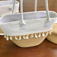 Sac à main tissé en paille grande capacité sac à bandoulière en coton tissé sac de voyage en corde de coton macramé sac de plage pour femme fille