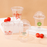 Gobelet en plastique PET jetable en forme de U à double couche pour yaourt, flocons d'avoine, yaourt, gâteau, thé au lait avec plateau intérieur
