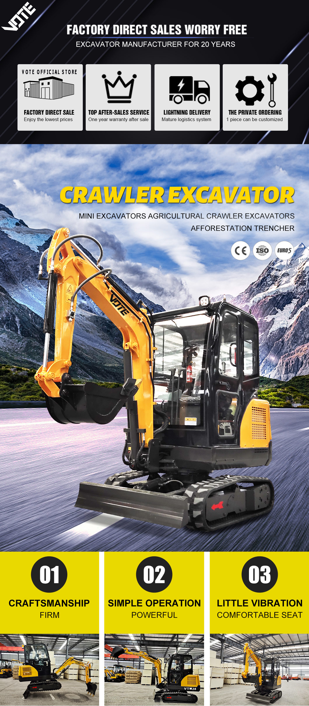 China EPA EURO 5 Excavators 1 Ton 2 Ton 3 Ton Mini Excavator Hydraulic MINI Digger Free Shipping