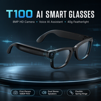 Lunettes de traduction intelligentes avec caméra et assistance IA, appels mains libres HD 1080P, lecteur de musique, chargement Type-C pour les professionnels