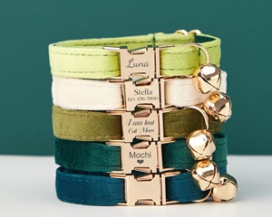 Veet bơ Teal cá nhân mèo cổ áo BOW TIE Dây Xích thiết lập, tùy chỉnh Kitten Puppy name tag, chuông vàng miễn phí, Con Chó Nhỏ khắc vật nuôi - Product Image 1