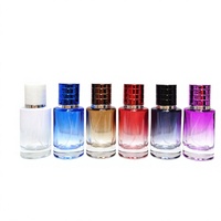 Flacon pulvérisateur en verre cylindrique durable de 30 ml et 50 ml, rechargeable, pour parfum et produits de beauté, avec sérigraphie et divers types de bouchons
