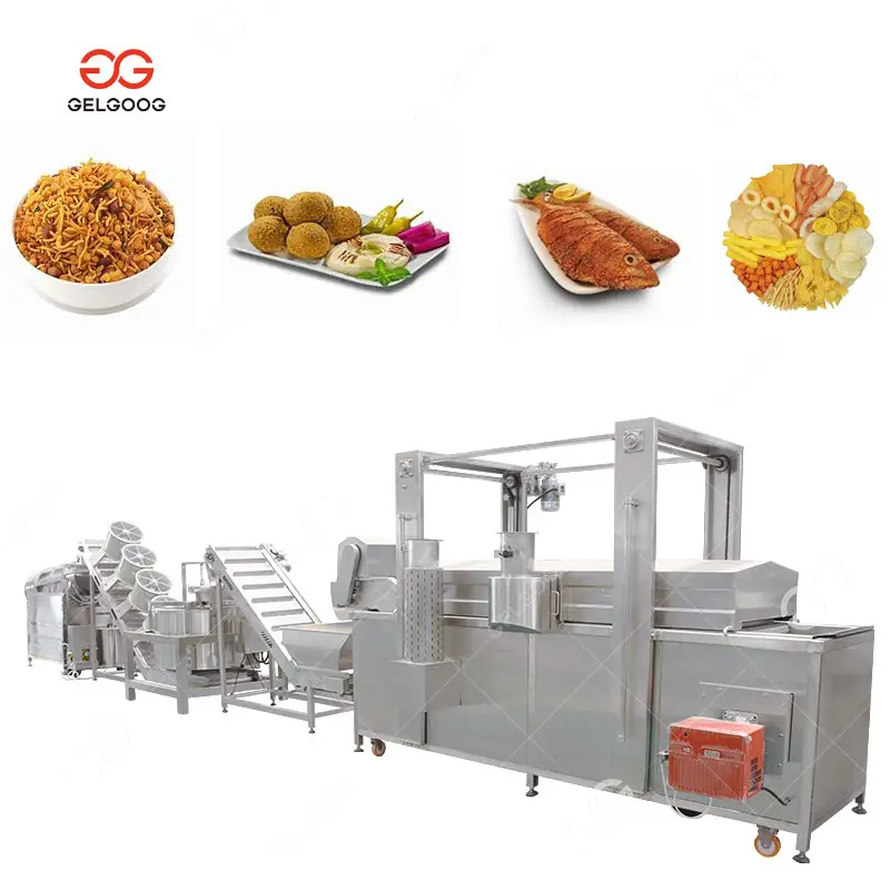 Commercial Fish Fryer Falafel Frying Equipment Snack Pellet Production Line Namkeen Making Machine