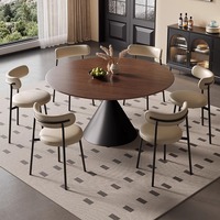 Table à manger ronde en bois massif moderne de luxe ensemble de chaises 4 6 8 places salon restaurant rotatif noir meubles designs