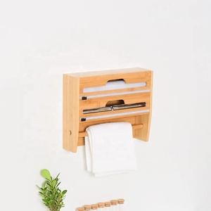 Cadres muraux en <span class=keywords><strong>bois</strong></span> de bambou 4 en 1 Porte-rouleau de <span class=keywords><strong>cuisine</strong></span> <span class=keywords><strong>mural</strong></span> Organisateur de serviettes en papier Distributeur de papier d'aluminium en bambou - Product Image 6