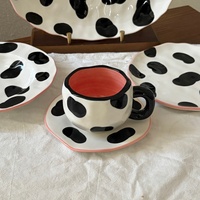 Service de table en céramique fait main motif vache – Assiettes et tasses pour la maison, idéal pour Noël, les fêtes et les cadeaux d'anniversaire