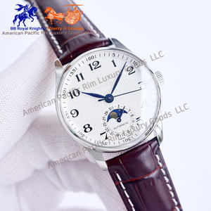 Montre à quartz de luxe pour homme Longnes, de haute qualité, avec boîtier en acier inoxydable 316L, bracelet en cuir étanche, fond transparent - Product Image 6