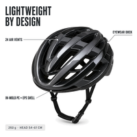 Casque de vélo KMS-HO99 In-Mold pour route et VTT, 24 aérations, léger (260g), pour adulte, avec support pour lunettes, pour VTT et vélo de route