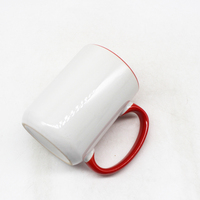 Mug en céramique à sublimation bicolore de 16 oz, couleur unie à l'intérieur et sur la poignée, impression de logo personnalisé, grand mug à café ou à thé pour cadeau promotionnel