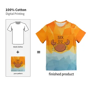 Kaus sublimasi cetak Digital 100% katun kustom untuk pria