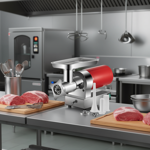 Picadora de carne eléctrica de 1100 W, 661 libras por hora, de alta resistencia, con 2 placas, para uso doméstico, comercial y en la cocina, color rojo. - Product Image 2