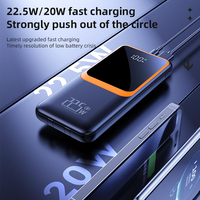 Batterie externe portable étanche de 20000 mAh avec charge rapide 22,5 W, affichage de la sortie 1A, idéale pour l'extérieur