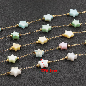 Chaîne de perles coquillages en acier inoxydable plaqué or 18 carats PVD avec perles de nacre, pour bracelet et collier DIY - Product Image 3
