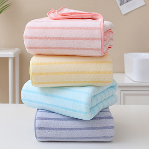 Jingjing Coral Fleece Bath <b>Towel</b> 70x140 Cm Striped Quick Drying <b>Beach</b> <b>Towel</b> For Men Women Household Use - Product Image 4