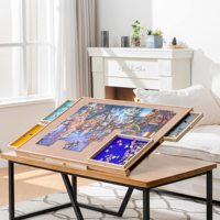 Table de puzzle avec support réglable intégré, plateau en bois à 3 angles inclinables, planche à puzzle portable