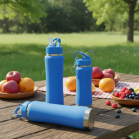 Thermos en acier inoxydable 304, 350/750/1000 ml, bouteille d'eau isolée avec une courbe élégante, couvercle à paille rotatif