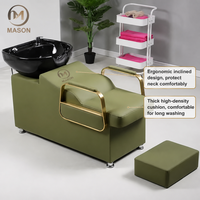 Fauteuil de lavage moderne en similicuir avec bac en céramique et structure métallique pour salons de coiffure professionnels