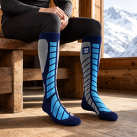 Chaussettes de sport en laine à blocs de couleur, motif géométrique, côtelées, longues, pour l'entraînement en extérieur