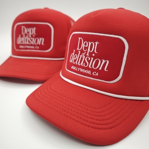 Gorra de béisbol de malla de 5 paneles de poliéster cómoda OEM con cuerda, logotipo bordado personalizado, gorra de camionero de espuma - Product Image 3