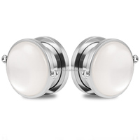 Evorte Custom 0g 1g DIY, dilatateurs d'oreille en acier inoxydable blanc, plug, tunnel, expander, stretcher, bijoux de corps
