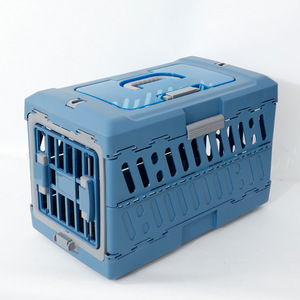 Cage pour animaux de compagnie aérienne pliante portable de luxe confortable et respirante en plastique maille bouton pression caisse pliable pour chien pour voyage en voiture - Product Image 5