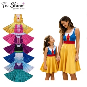 Robe de princesse inspirée de la sirène Mommy Me, <span class=keywords><strong>avec</strong></span> poches latérales, pour femmes, couleur personnalisée, longueur genou, sans manches, costume d'été - Product Image 1