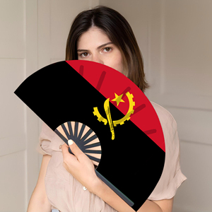 Abanicos Plegables de Bambú con la Bandera de Angola al por Mayor, Abanico de Mano para Carnaval, Boda, Festival, Fiesta, Agencia de Viajes - Product Image 5