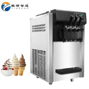 Machine à crème glacée molle de bureau 3 saveurs sorbetière avec fonction de pré-refroidissement à grande trémie et airpumpchine