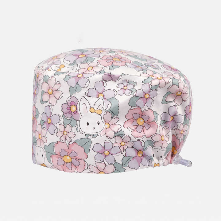 Classic Rabbit Printed Scrub Nursing Caps for Doctors Aesthetic Cap Long Hair Breathable Dental Hospital Surgeon Hats
