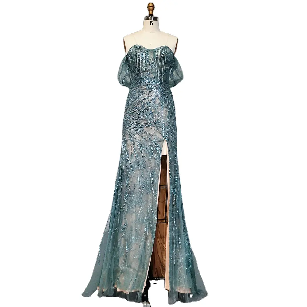 QUEENS GOWN Luxury fish tail dress high-end handmade beaded fancy evening gown