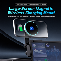 Support de téléphone magnétique sans fil pour tableau de bord de voiture, extensible, réglable à 360°, grand écran, charge rapide 15W, compatible