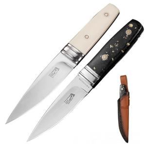 Couteau tactique de survie OEM personnalisable en jade blanc, lame en acier inoxydable, pointe tombante, manche G10, fourreau en cuir, pour la chasse - Product Image 5