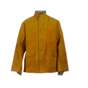 High Quality Worker Leather Uniform Welding Safety Clothing Fire-proof Jacket