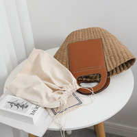 Sac fourre-tout en cuir véritable de style rétro français, forme de coquille, tissé, nouveau, grande capacité, panier à main polyvalent, doublure en nylon pour femmes