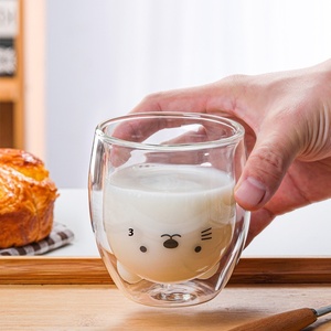 Taza aislada de doble vidrio con oso bonito de dibujos animados, forma de pato y gato, taza creativa para desayuno, té de la leche, café, cerveza, regalo de cumpleaños, amigo - Product Image 4