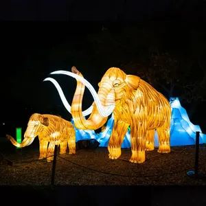 Personalize chinês festival decoração animal de seda 3d led iluminado tema parque lanterna tamanho vida elefante lanternas