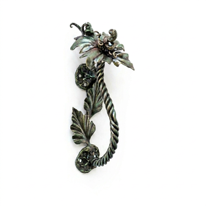 Poignée de portail en fer forgé galvanisé et peint à la poudre, style traditionnel, résistante à la rouille, motifs décoratifs, facile à installer - Product Image 1