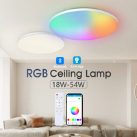 Plafonnier LED Intelligent RVB CCT Couleur Moderne, Contrôle par Application I-Link & BT, Veilleuses Intégrées avec Télécommande, Intensité Variable pour Usage Intérieur