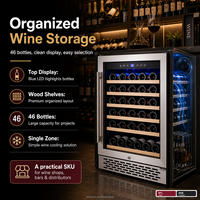 Réfrigérateur à vin C OEM 150L 24 pouces 46 bouteilles, refroidissement par compresseur, ventilation frontale, étagères en bois de hêtre, réfrigérateur autonome pour cuisine, bar, hôtel
