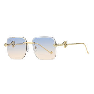 Lunettes de soleil sans monture à bords chanfreinés pour femmes, verres métalliques dégradés, protection UV400, type 3, pare-soleil, numéro de pièce 8130 - Product Image 1