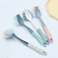DS4044 Brosse à vaisselle de cuisine pour le nettoyage des casseroles Brosse à vaisselle à poils rigides avec grattoir Brosse à vaisselle