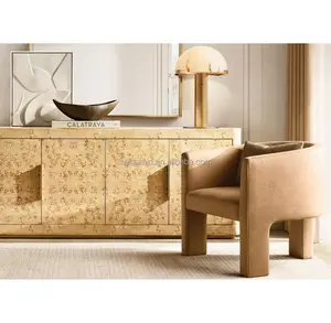 Sassanid Living Muebles de lujo Espresso Walnut Burl Bardot Burl Aparador de 4 puertas - Product Image 5