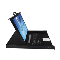 MT-VIKI 19" LCD 1U KVM Switch Rak-Mounted dengan 16-Port VGA + 16 Kabel Paket Laci Konsol