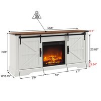 Ferme de luxe, meuble de divertissement blanc coulissant, meuble multimédia, meuble tv avec cheminée électrique