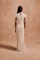 Robe de Soirée de Luxe Personnalisée, Robes de Bal, Robe Blanche en Dentelle à Col Montant avec Fermeture Éclair pour Robes de Bal de Fin d'Année, Robes de Dîner pour Femmes